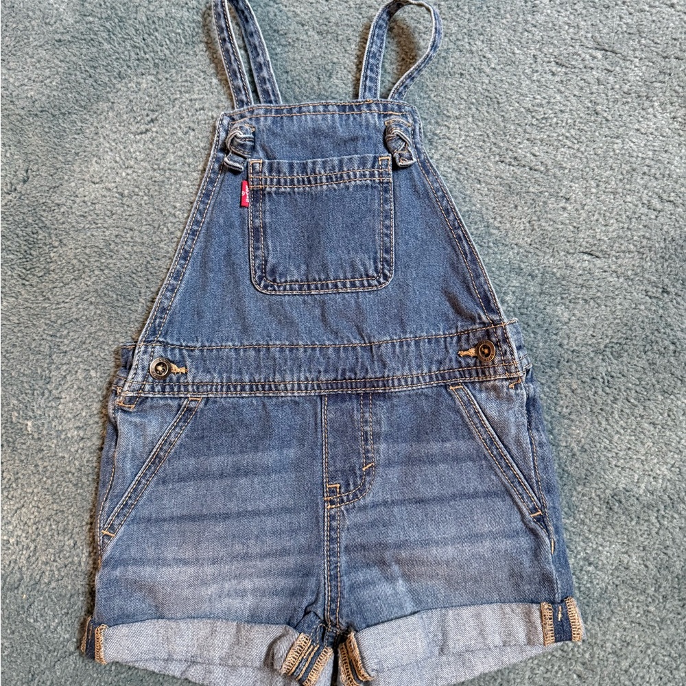Levi's 3T Kids Blue Denim Short Overalls